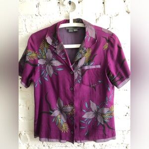 Proenza Schouler Purple Floral Button-Down Shirt